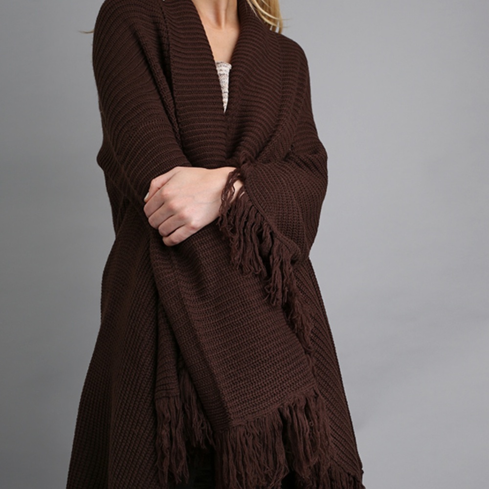 Umgee Cocoa Fringe Cardigan - Picture 3 of 4